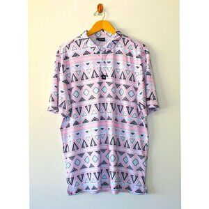 Bad Birdie Men's T shirt Aztec Print Size XXL Pink & Black Short Sleeves Golf
